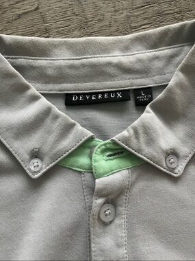Devereux Men's Gray & White Polo Shirt with Mint Pocket Large